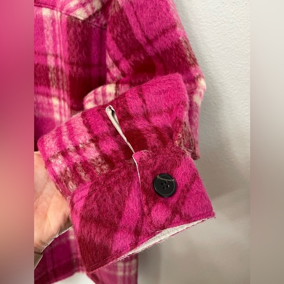 7Diamonds Hayden Longline Wool Blend Pink Plaid Womens Jacket Shacket Size S - Picture 10 of 13